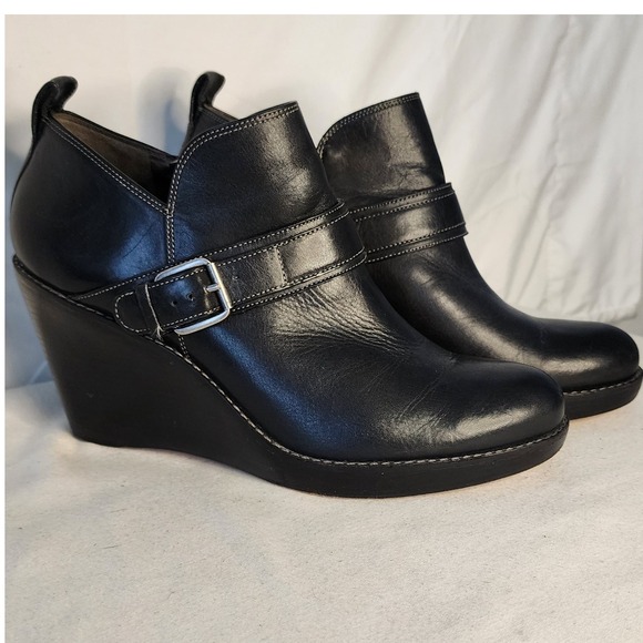 Cole Haan Shoes - Cole Haan Nike Air collab Black Leather Wedge Boots Women's Size 10B